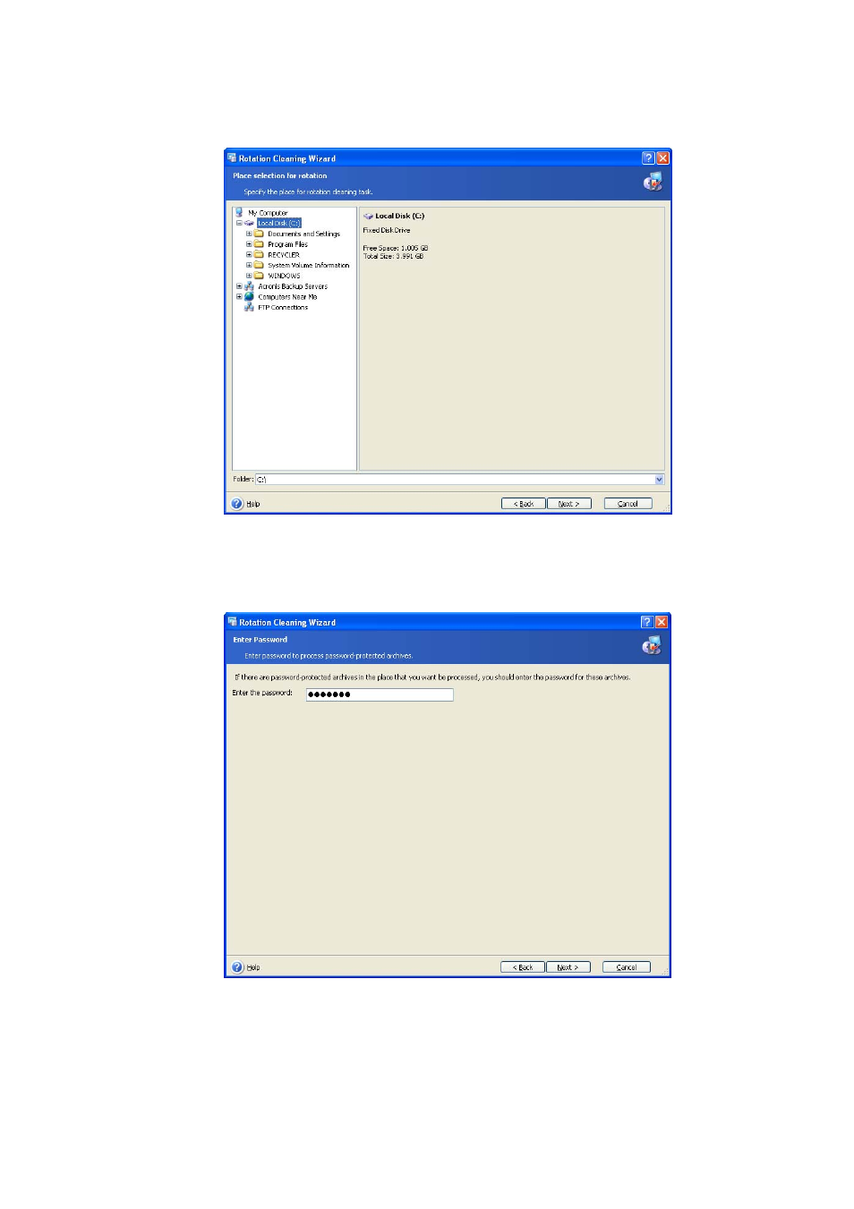 3 providing a password, 4 specifying cleaning options, Roviding a | Assword, Pecifying, Leaning, Ptions | Acronis Recovery for Microsoft Exchange - User Guide User Manual | Page 52 / 88