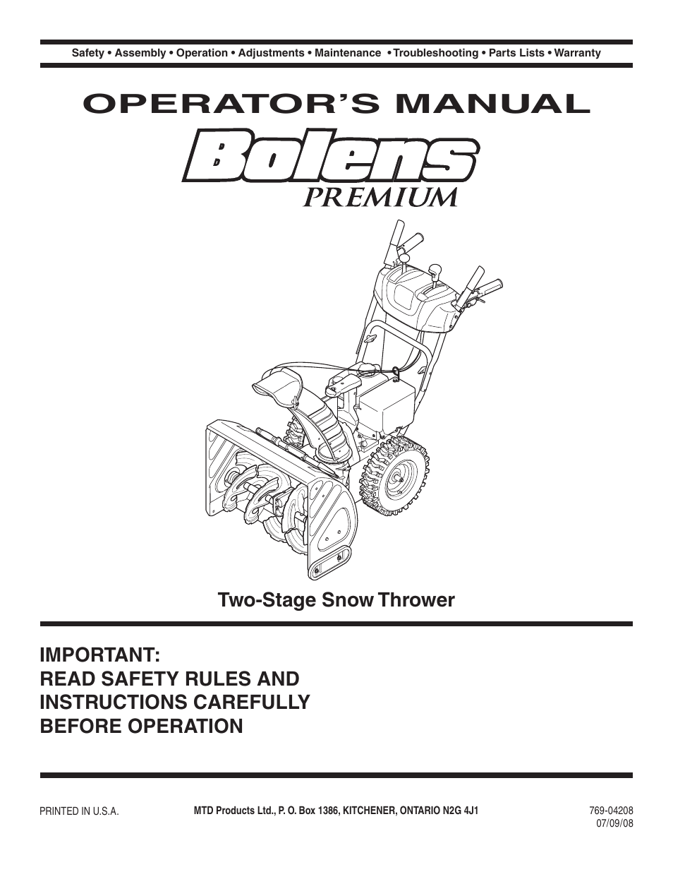 Bolens 31AE6GKF500 User Manual | 48 pages