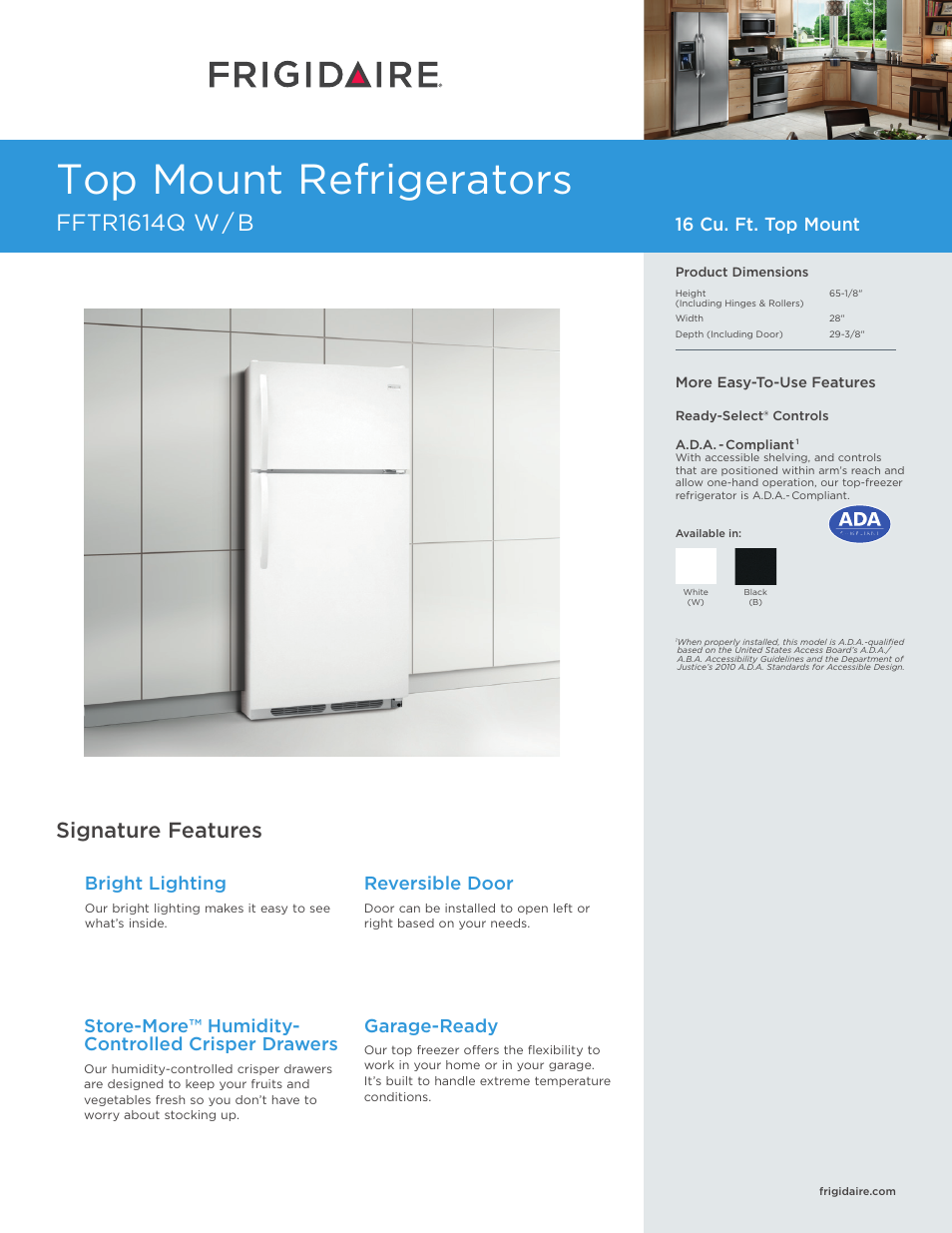 FRIGIDAIRE FFTR1614QB User Manual | 4 pages