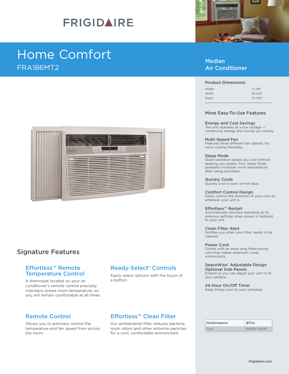 FRIGIDAIRE FRA186MT2 User Manual | 2 pages