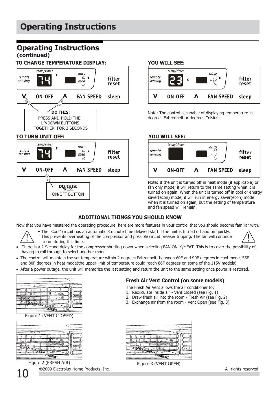 Operating instructions | FRIGIDAIRE FFRH1822Q2 User Manual | Page 10 / 13
