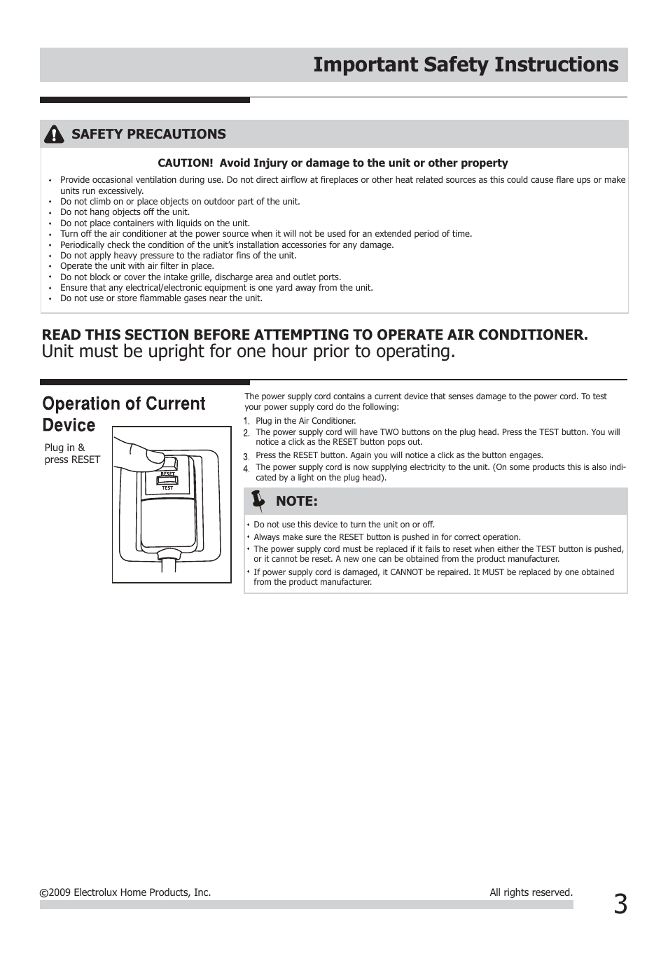 Important safety instructions | FRIGIDAIRE FFRH1822Q2 User Manual | Page 3 / 13