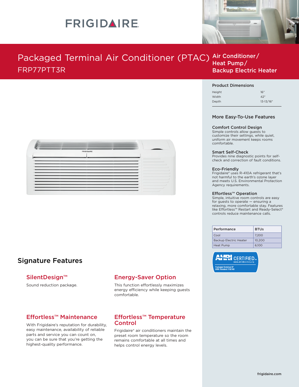 FRIGIDAIRE FRP77PTT3R User Manual | 3 pages