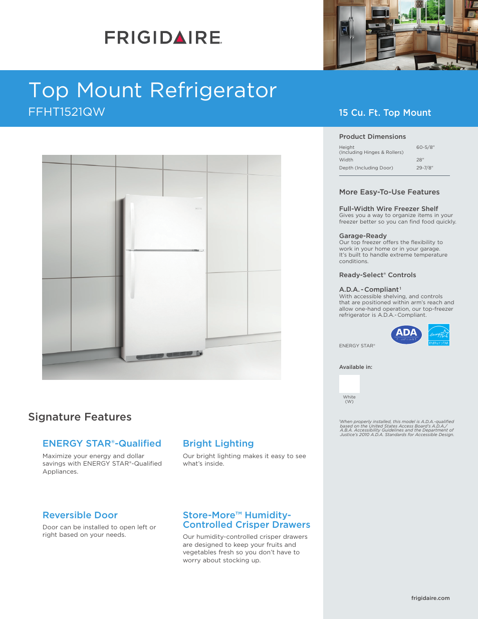 FRIGIDAIRE FFHT1521QW User Manual | 4 pages