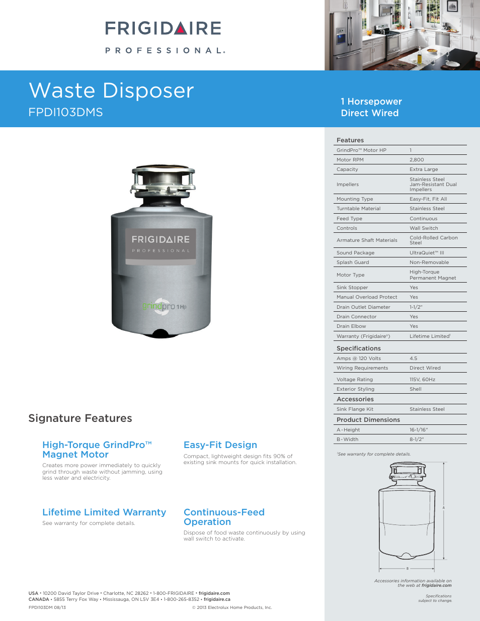 FRIGIDAIRE FPDI103DMS User Manual | 1 page