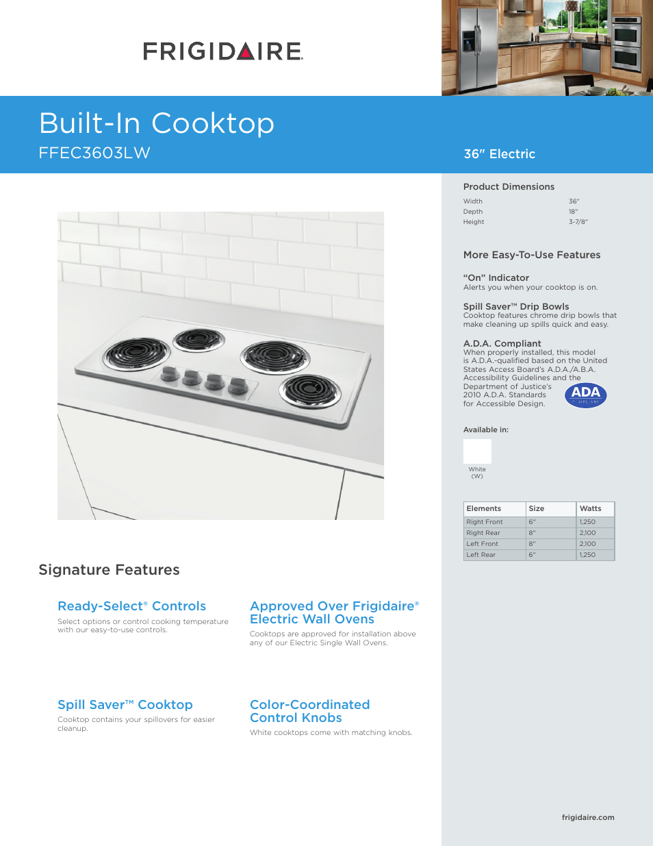 FRIGIDAIRE FFEC3603LW User Manual | 5 pages