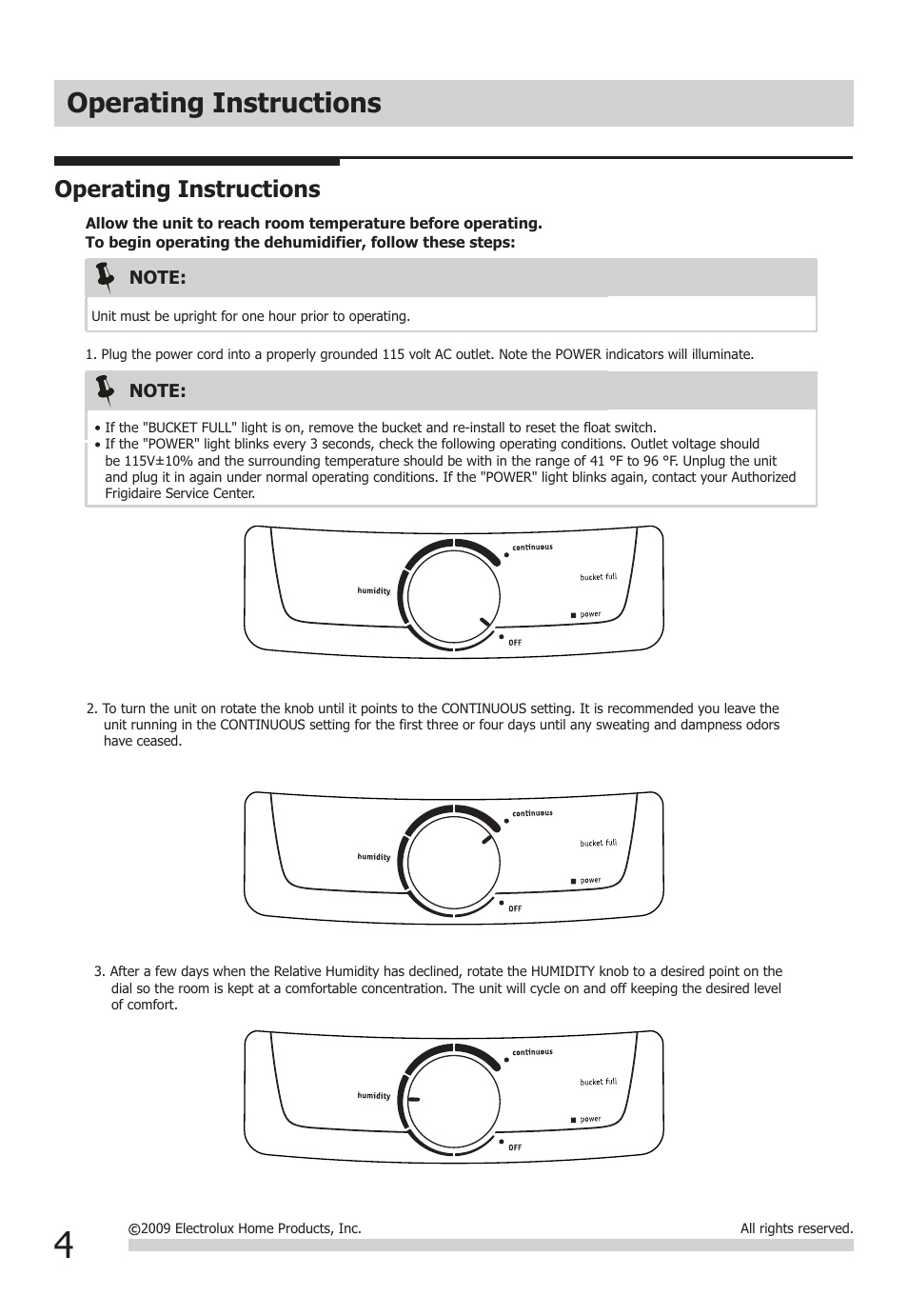 Operating instructions | FRIGIDAIRE FAD301NWD User Manual | Page 4 / 8