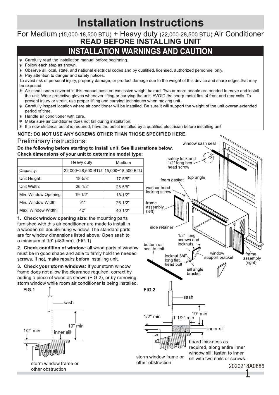 FRIGIDAIRE FRA186MT2 User Manual | 8 pages