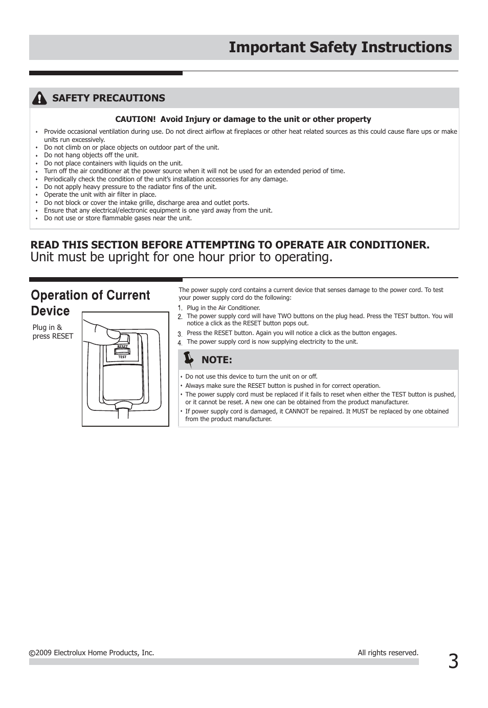 Important safety instructions | FRIGIDAIRE FFRS1022Q1 User Manual | Page 3 / 12