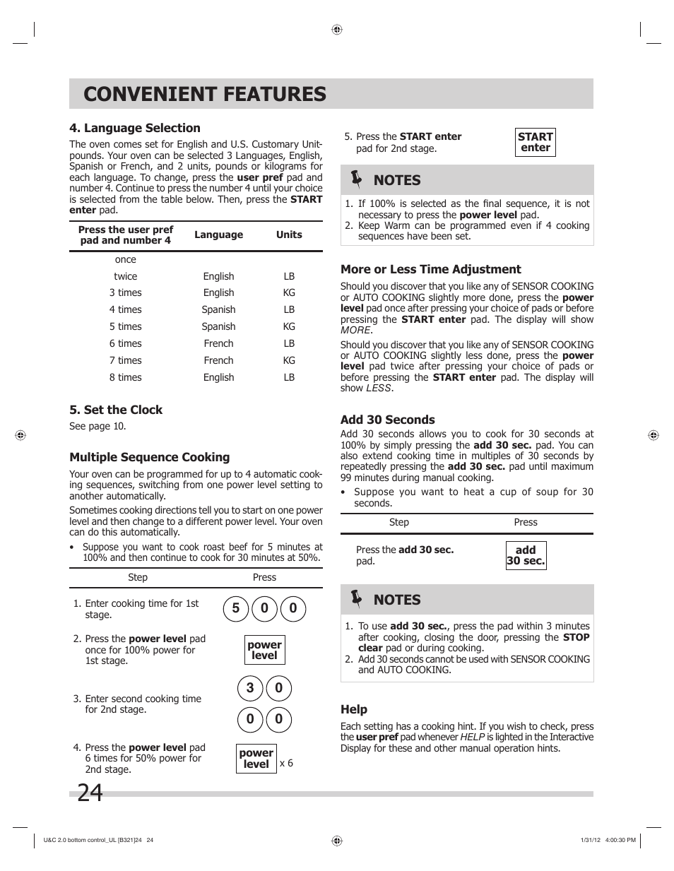 Convenient features | FRIGIDAIRE FGBM205KW User Manual | Page 24 / 30