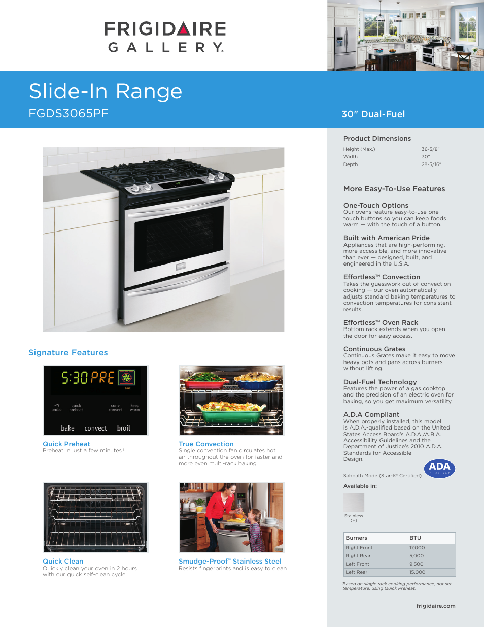 FRIGIDAIRE FGDS3065PF User Manual | 7 pages