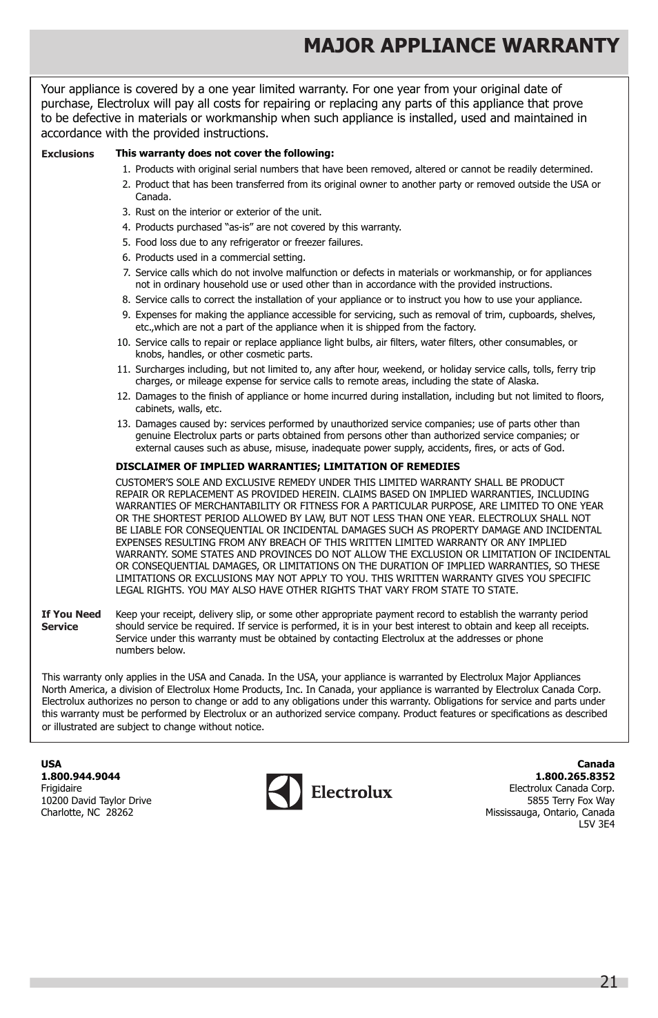 FRIGIDAIRE FGRU19F6QF User Manual | Page 21 / 24