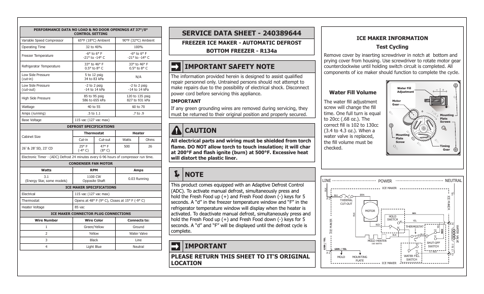 FRIGIDAIRE FGHN2844LF User Manual | 2 pages