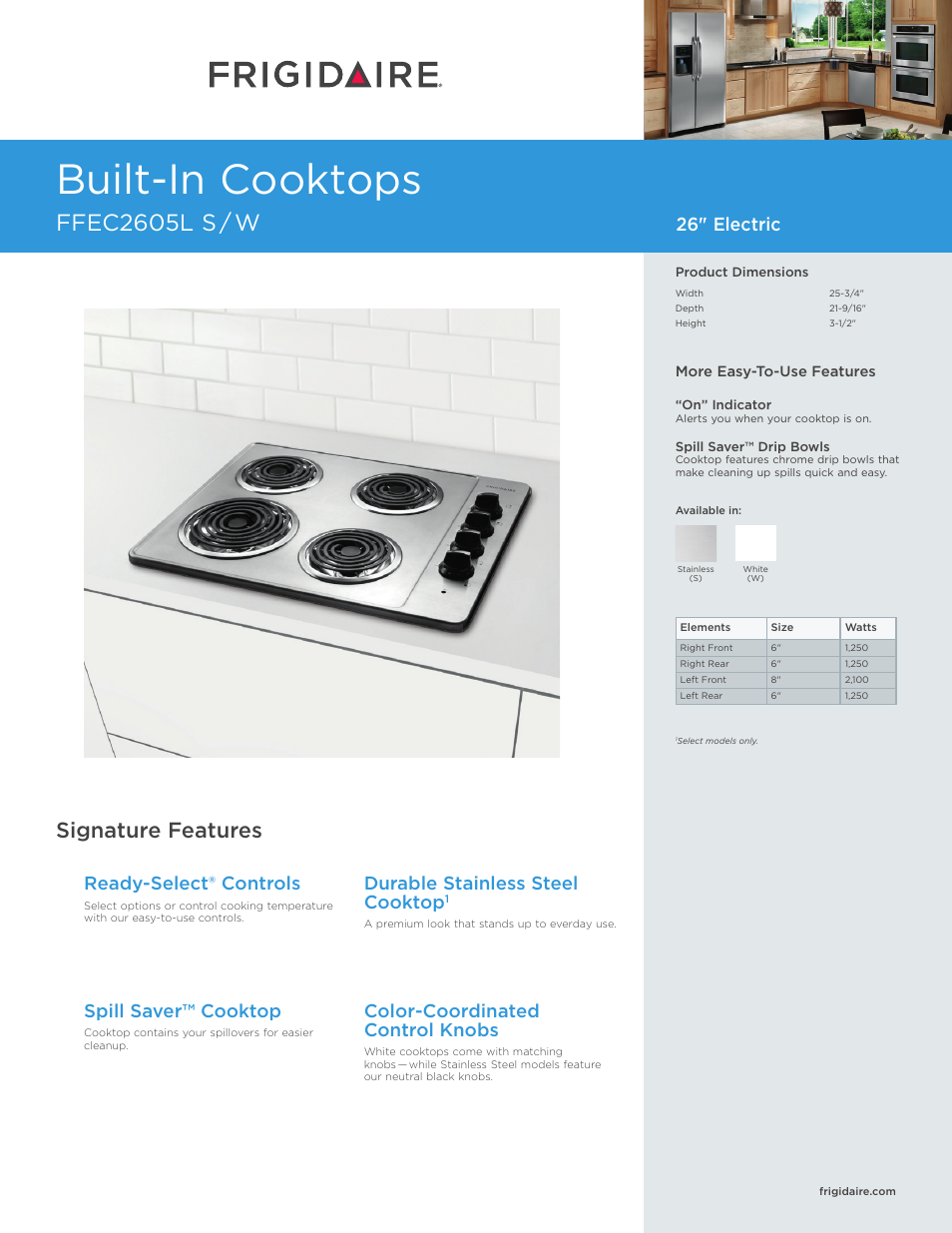 FRIGIDAIRE FFEC2605LW User Manual | 5 pages