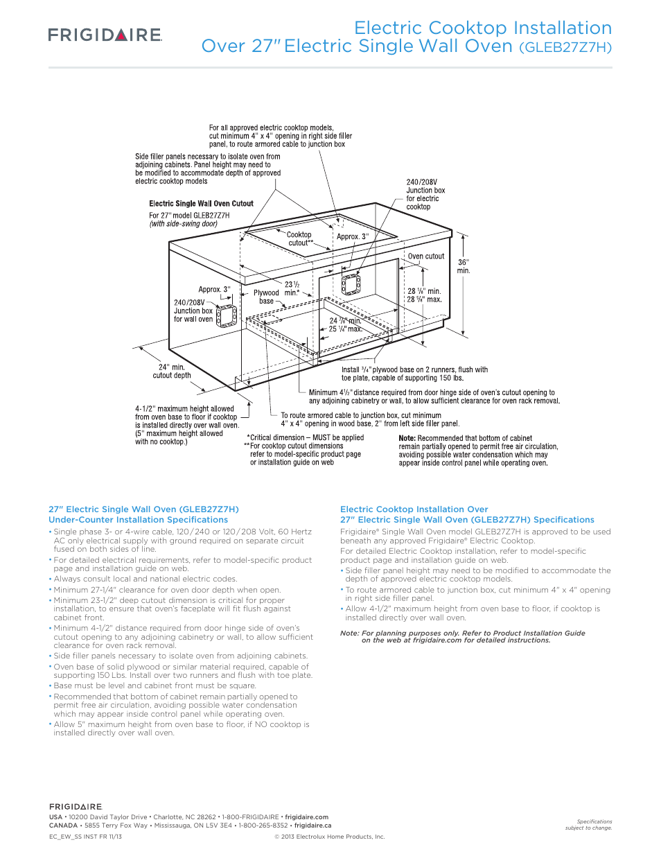 Gleb27z7h) | FRIGIDAIRE FFEC2605LW User Manual | Page 5 / 5