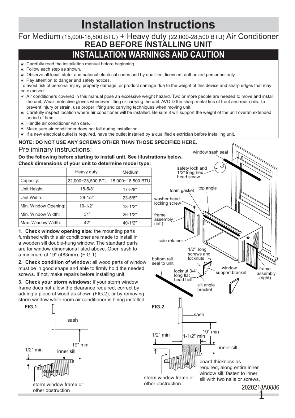 FRIGIDAIRE FRA18EMU2 User Manual | 8 pages