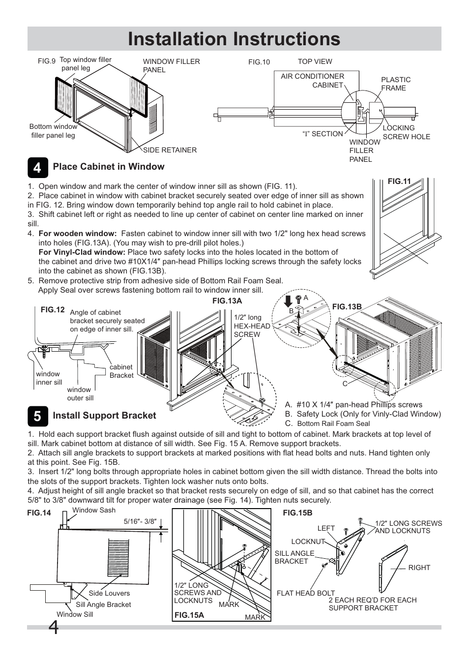 4installation instructions | FRIGIDAIRE FRA18EMU2 User Manual | Page 4 / 8