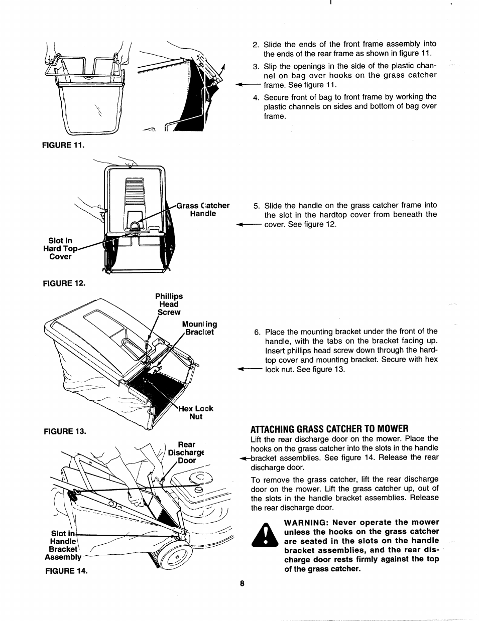 Attaching grass catcher to mower | Bolens 112-428R372 User Manual | Page 8 / 16