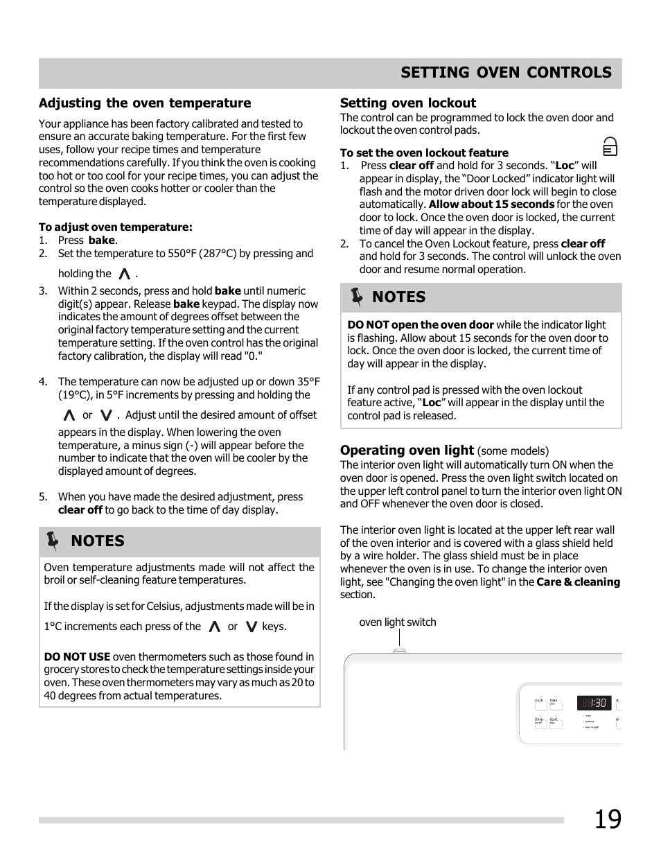 Setting oven controls | FRIGIDAIRE FFEF3050LS User Manual | Page 19 / 28
