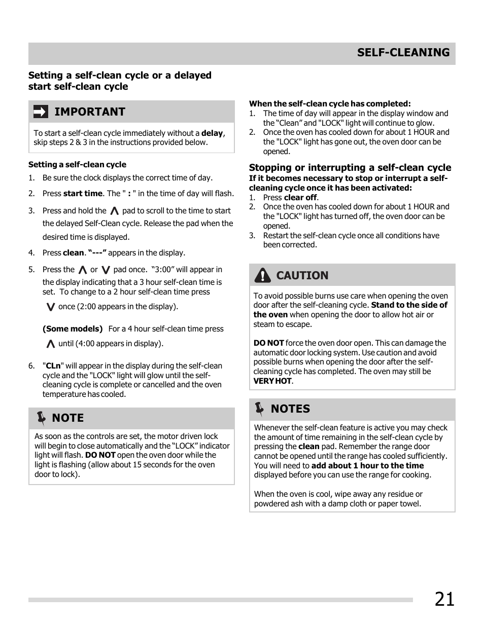 Important | FRIGIDAIRE FFEF3050LS User Manual | Page 21 / 28