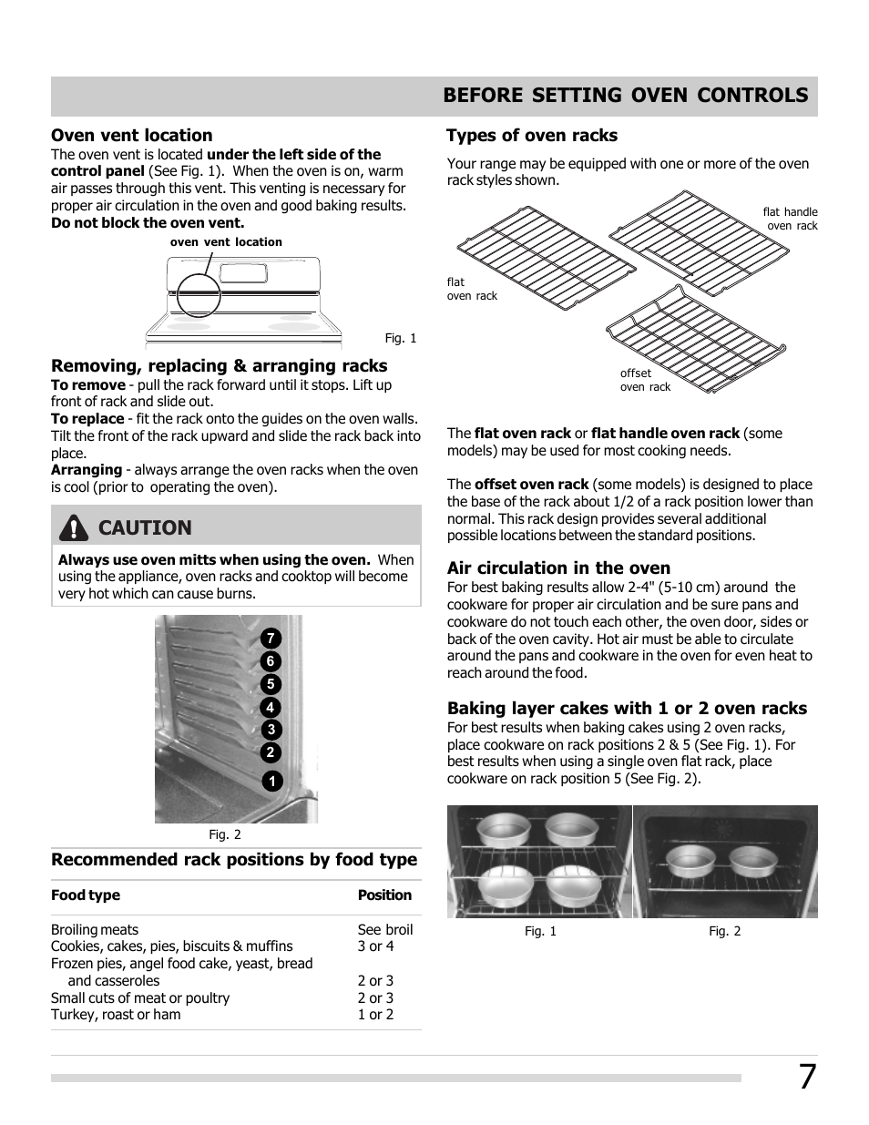 Before setting oven controls, Caution | FRIGIDAIRE FFEF3050LS User Manual | Page 7 / 28