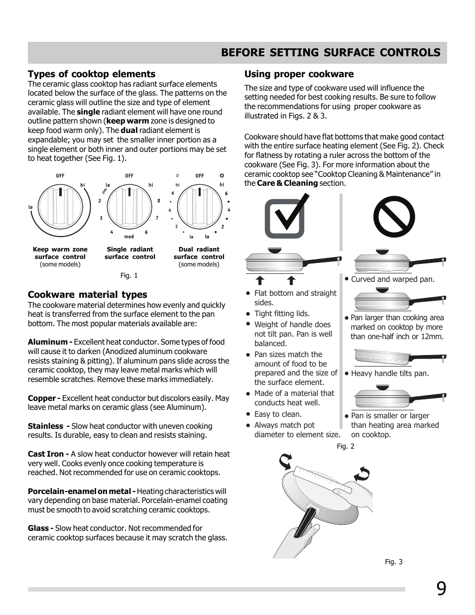 Before setting surface controls | FRIGIDAIRE FFEF3050LS User Manual | Page 9 / 28