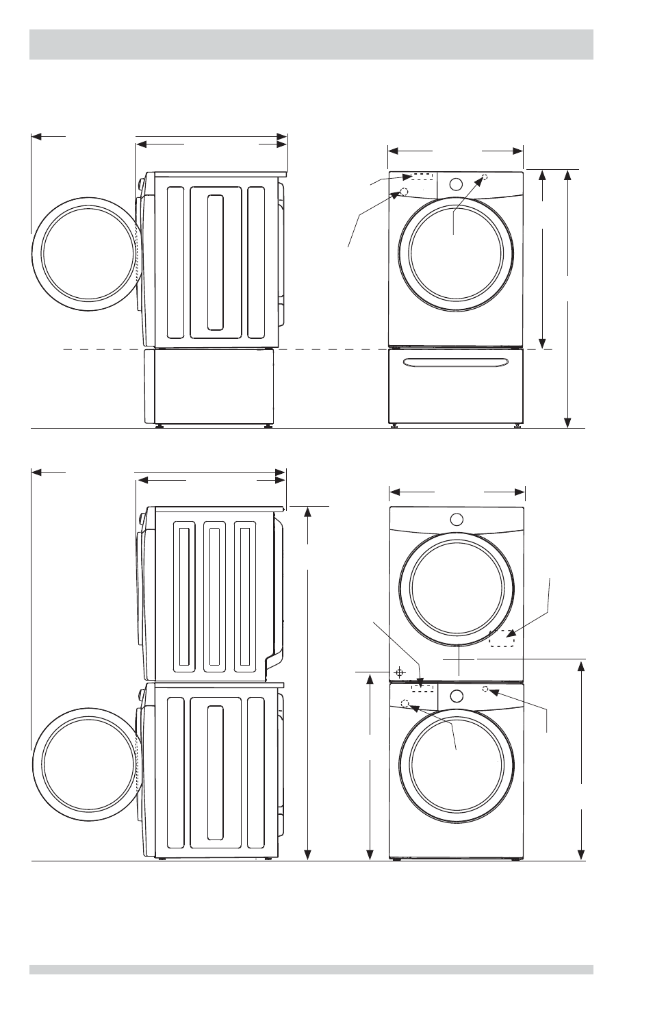 Installation requirements, Dimensions de laveuse | FRIGIDAIRE FFFS5115PA User Manual | Page 18 / 36