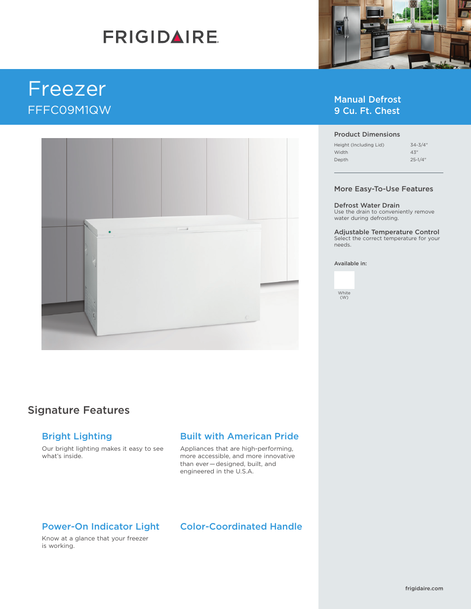 FRIGIDAIRE FFFC09M1QW User Manual | 3 pages