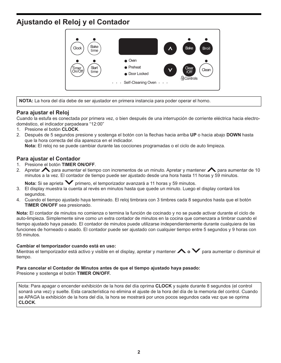 Ajustando el reloj y el contador | FRIGIDAIRE FEB24S5AB User Manual | Page 10 / 16