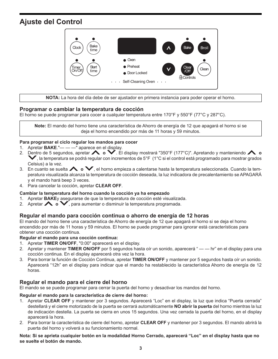 Ajuste del control | FRIGIDAIRE FEB24S5AB User Manual | Page 11 / 16