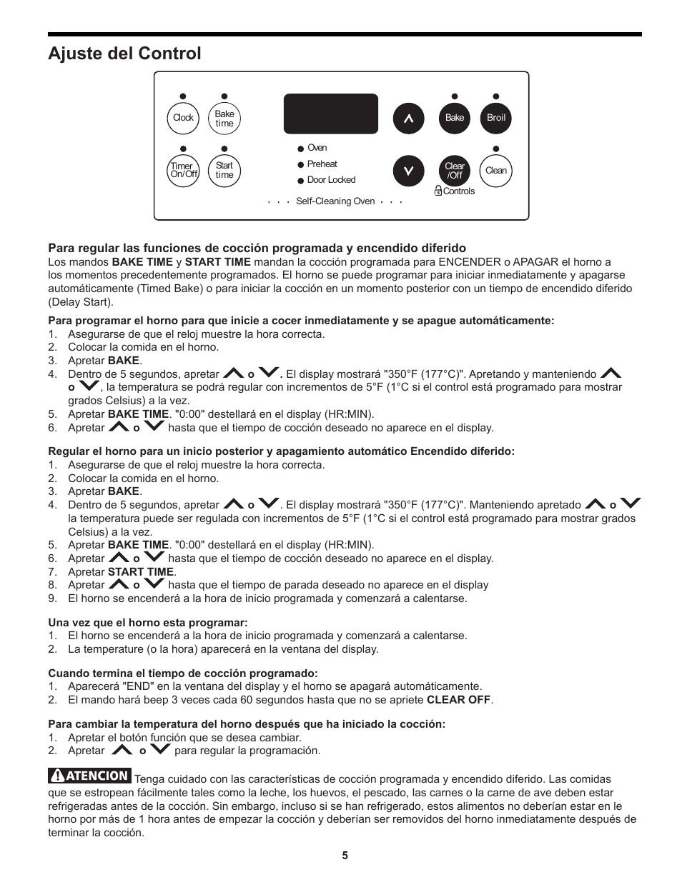 Ajuste del control | FRIGIDAIRE FEB24S5AB User Manual | Page 13 / 16