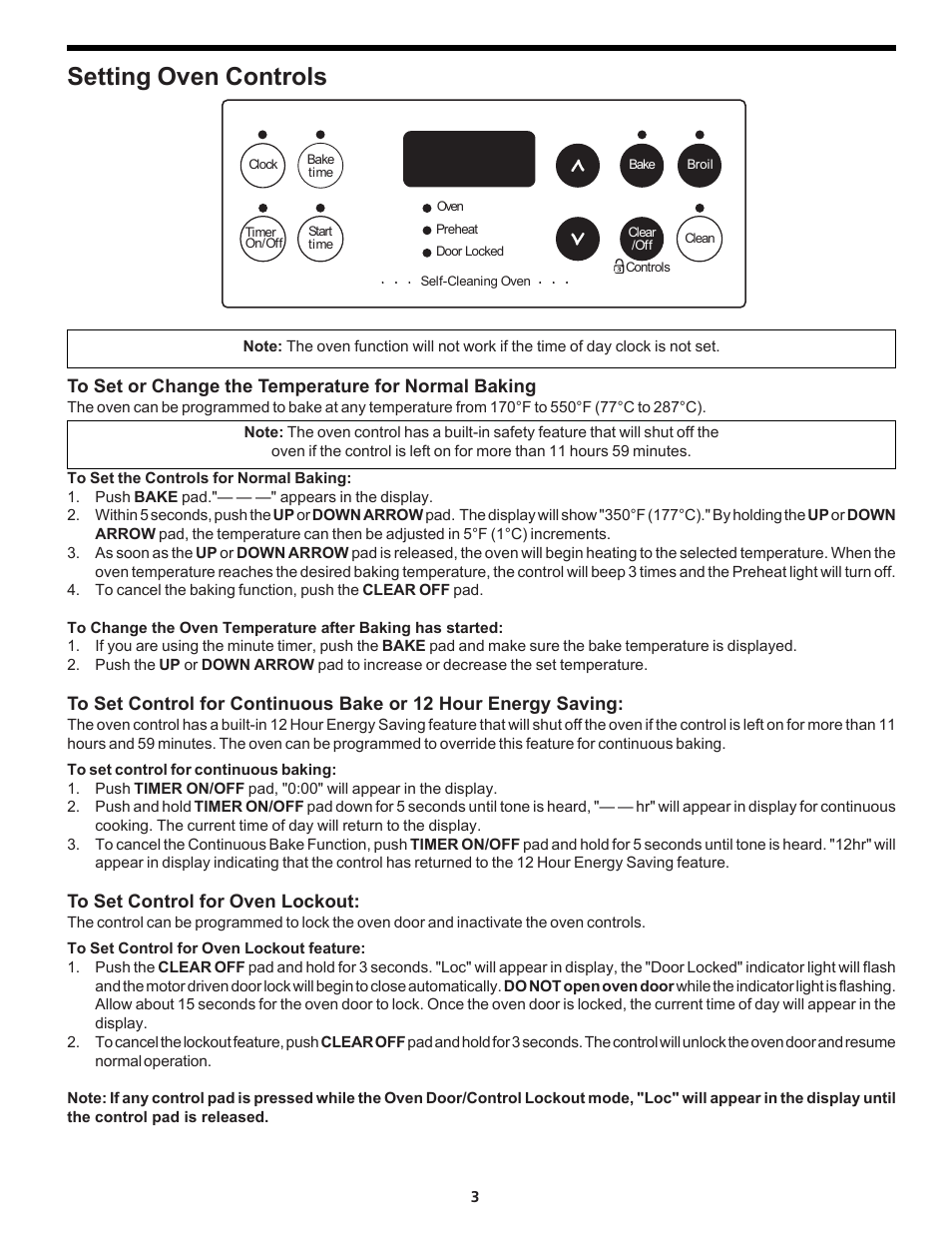 Setting oven controls | FRIGIDAIRE FEB24S5AB User Manual | Page 3 / 16