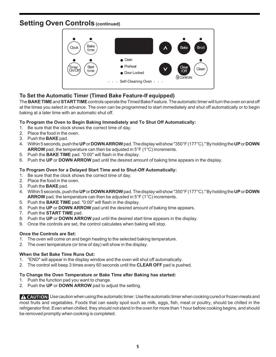 Setting oven controls | FRIGIDAIRE FEB24S5AB User Manual | Page 5 / 16