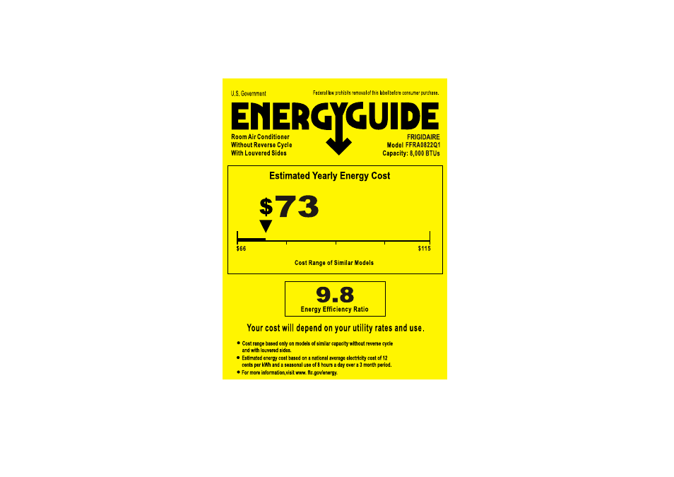 FRIGIDAIRE FFRA0822Q1 User Manual | 1 page