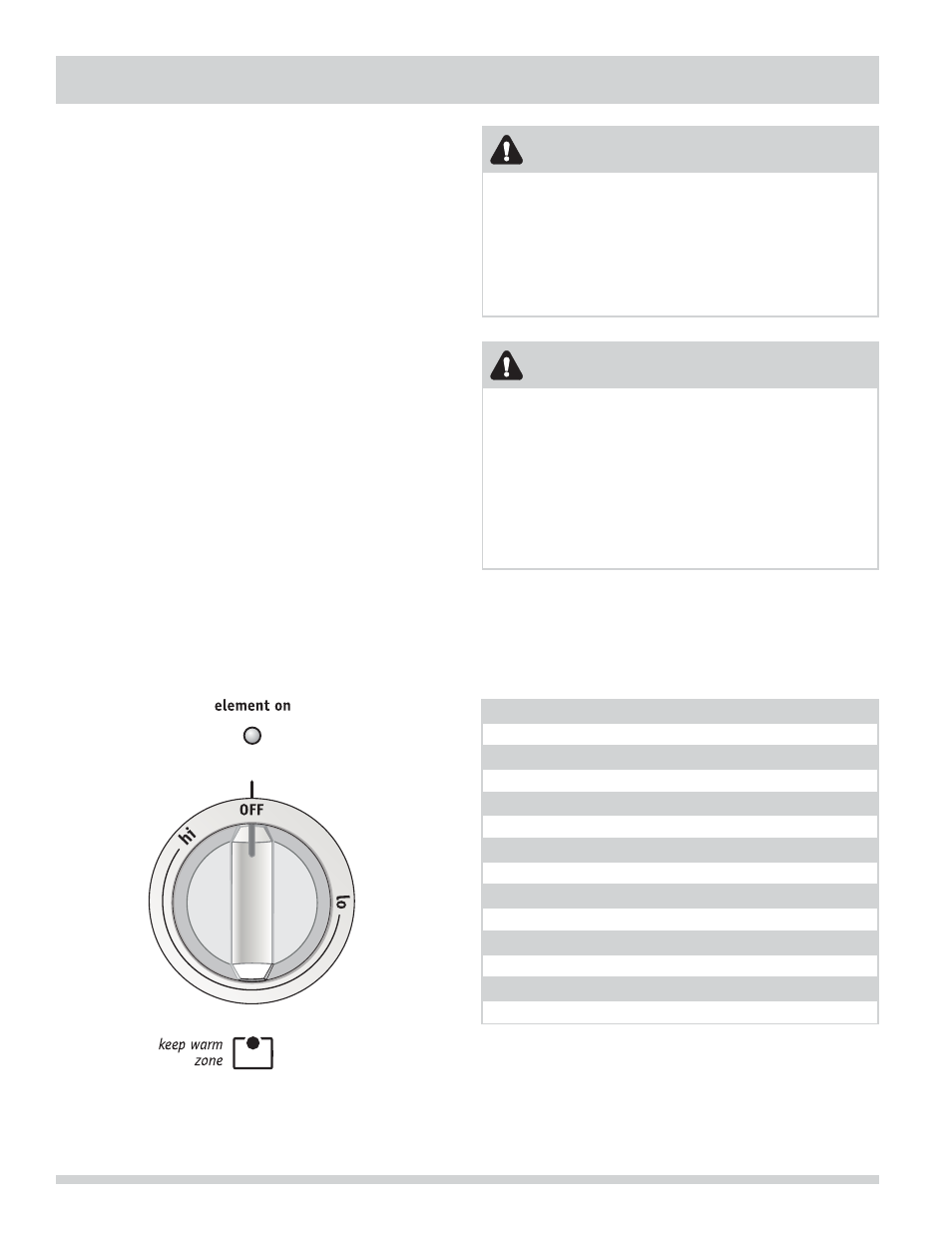 Setting surface controls, Caution | FRIGIDAIRE FPEF4085KF User Manual | Page 12 / 36