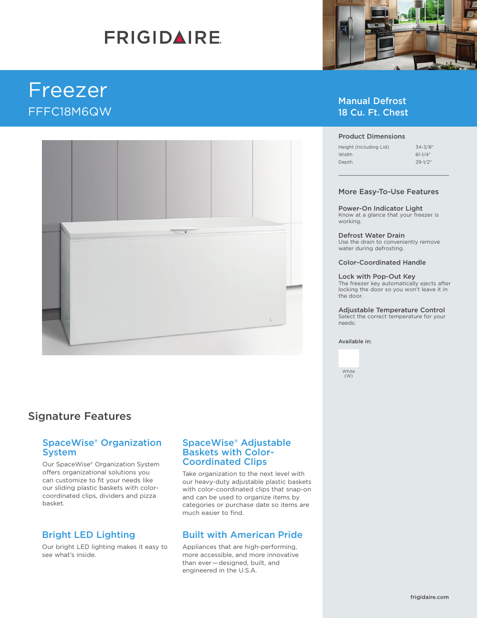 FRIGIDAIRE FFFC18M6QW User Manual | 3 pages