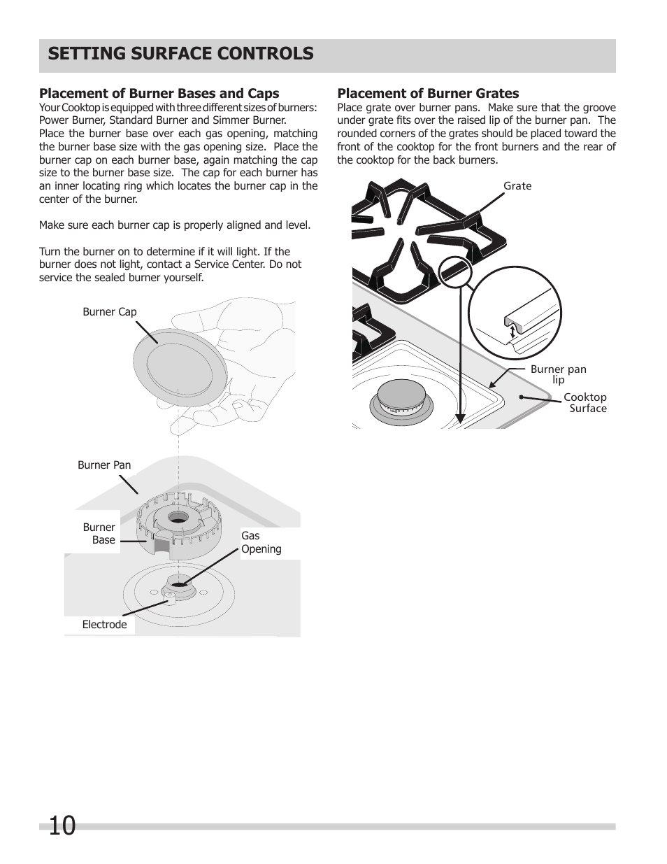 Setting surface controls | FRIGIDAIRE FPDF4085KF User Manual | Page 10 / 36