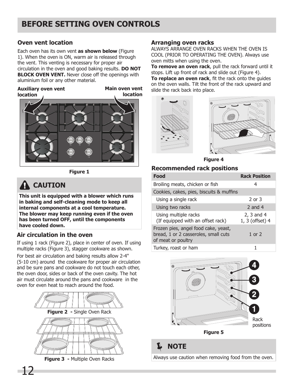 Before setting oven controls, Caution | FRIGIDAIRE FPDF4085KF User Manual | Page 12 / 36