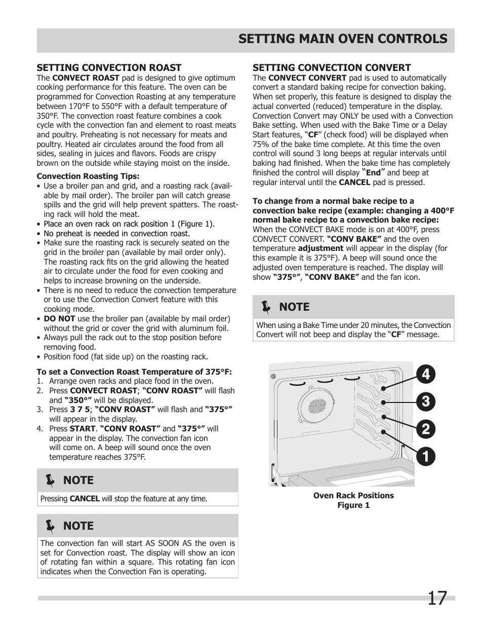 Setting main oven controls | FRIGIDAIRE FPDF4085KF User Manual | Page 17 / 36