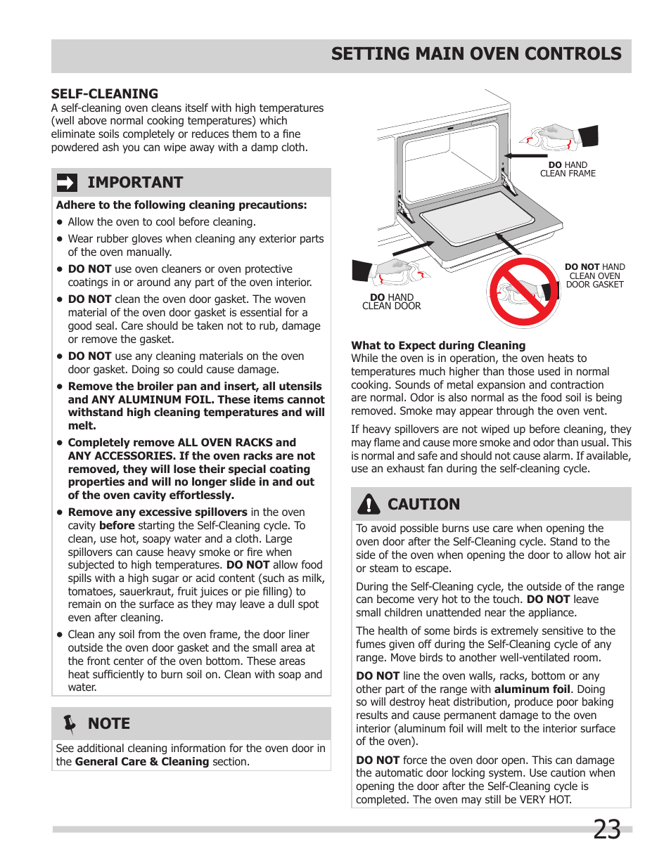 Setting main oven controls, Caution, Important | FRIGIDAIRE FPDF4085KF User Manual | Page 23 / 36