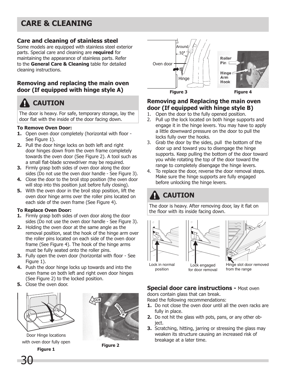 Care & cleaning, Caution | FRIGIDAIRE FPDF4085KF User Manual | Page 30 / 36