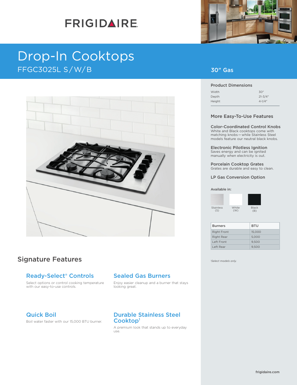 FRIGIDAIRE FFGC3025LS User Manual | 5 pages