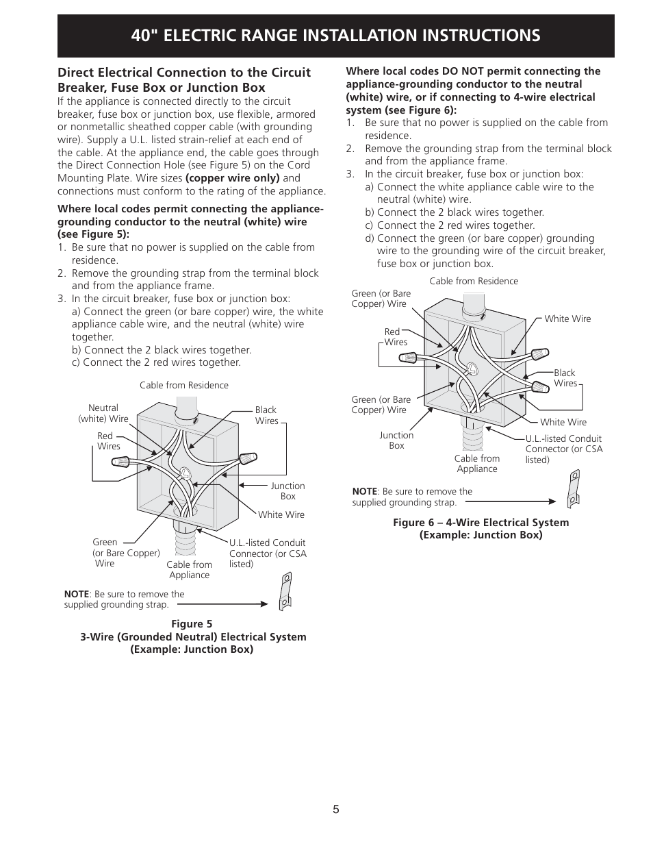 40" electric range installation instructions | FRIGIDAIRE FPEF4085KF User Manual | Page 5 / 20