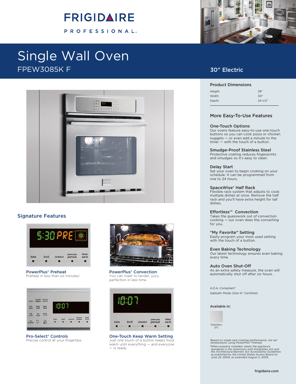 FRIGIDAIRE FPEW3085KF User Manual | 12 pages