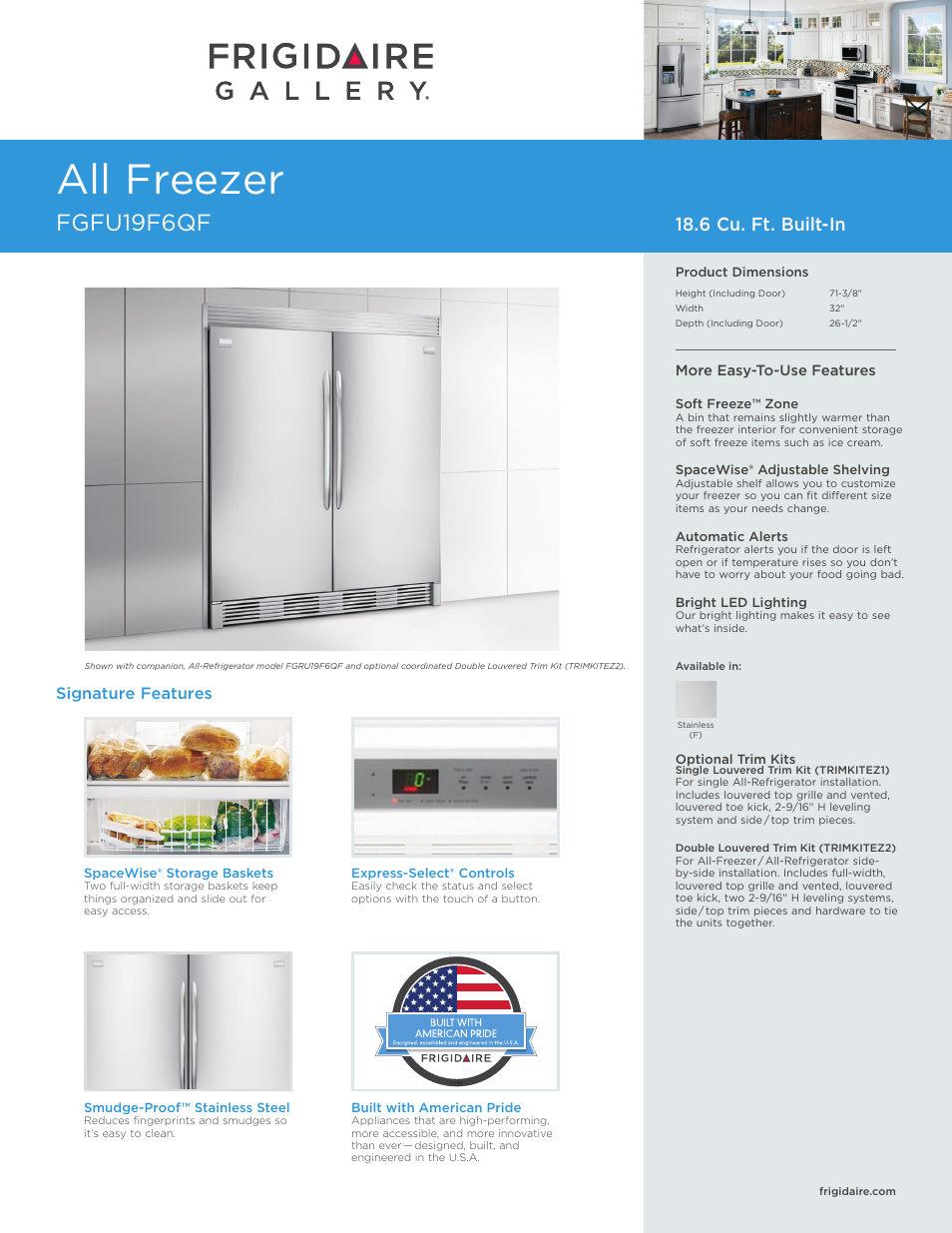 FRIGIDAIRE FGFU19F6QF User Manual | 4 pages