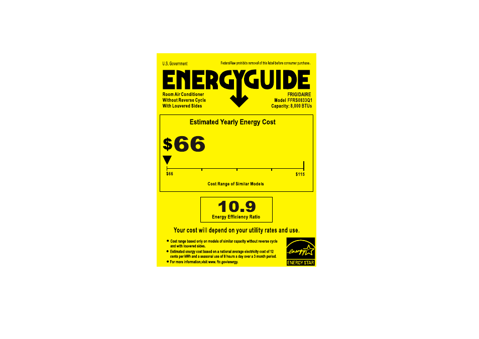 FRIGIDAIRE FFRS0833Q1 User Manual | 1 page