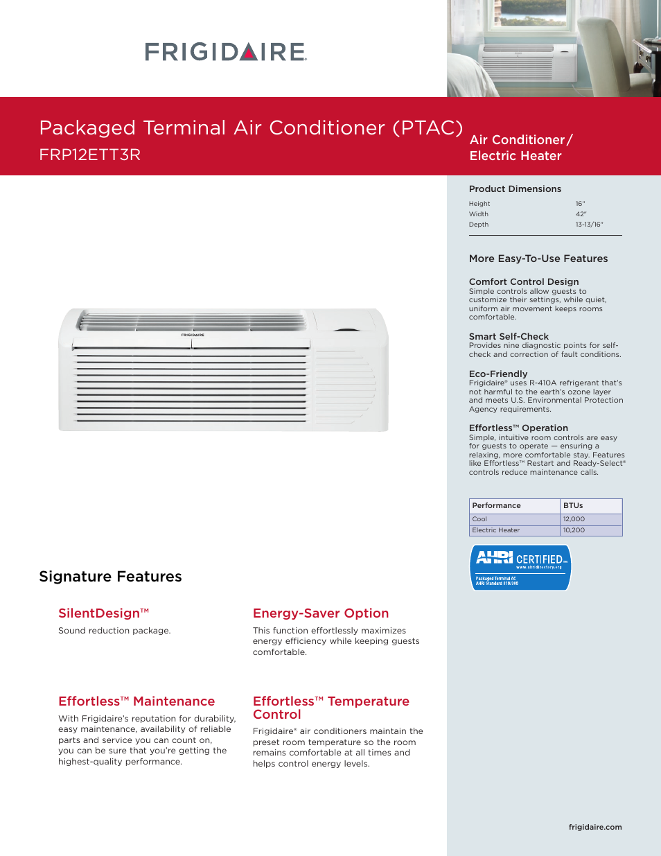 FRIGIDAIRE FRP12ETT3R User Manual | 5 pages