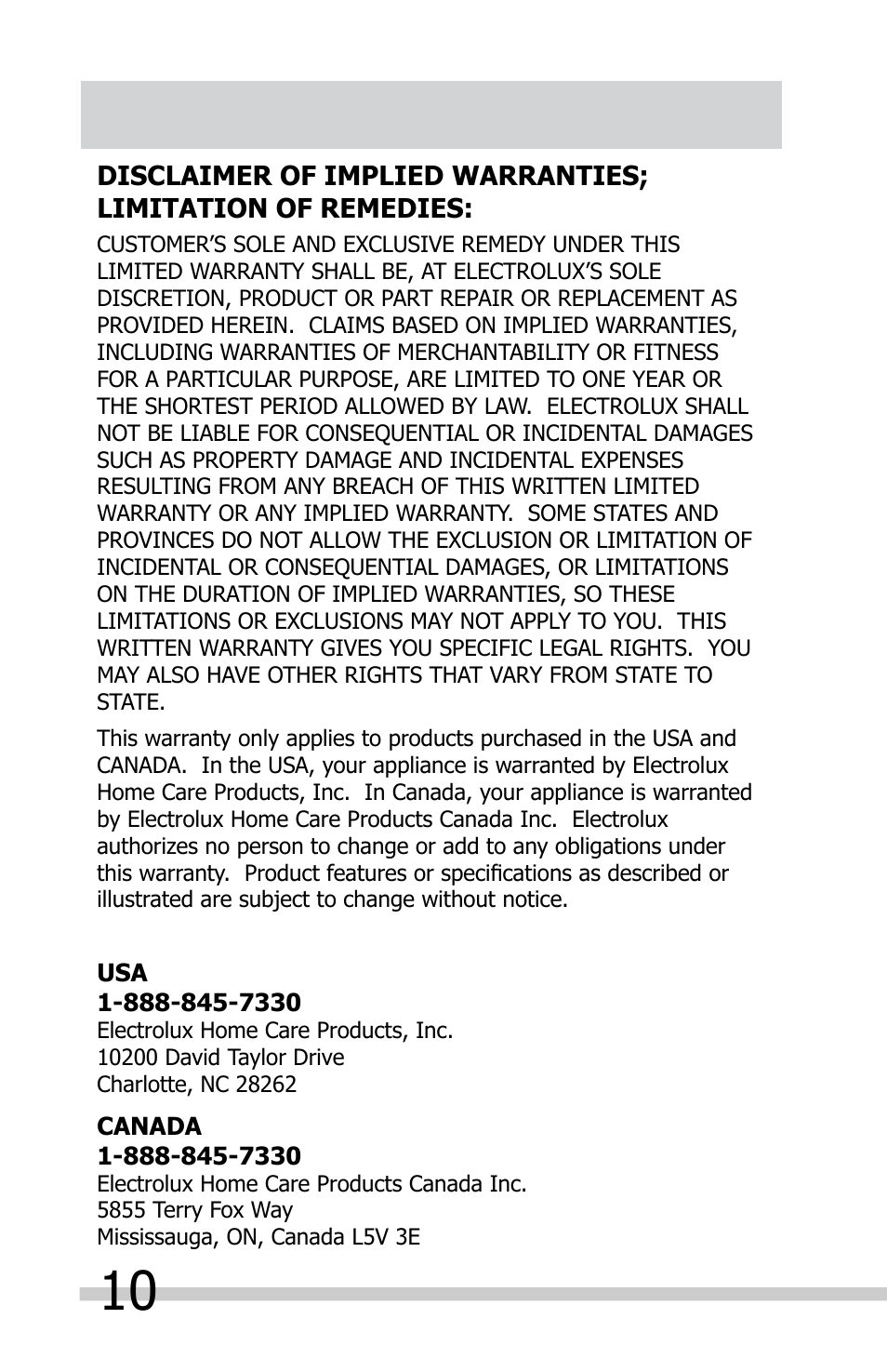 FRIGIDAIRE FAFI16D7MB User Manual | Page 10 / 10