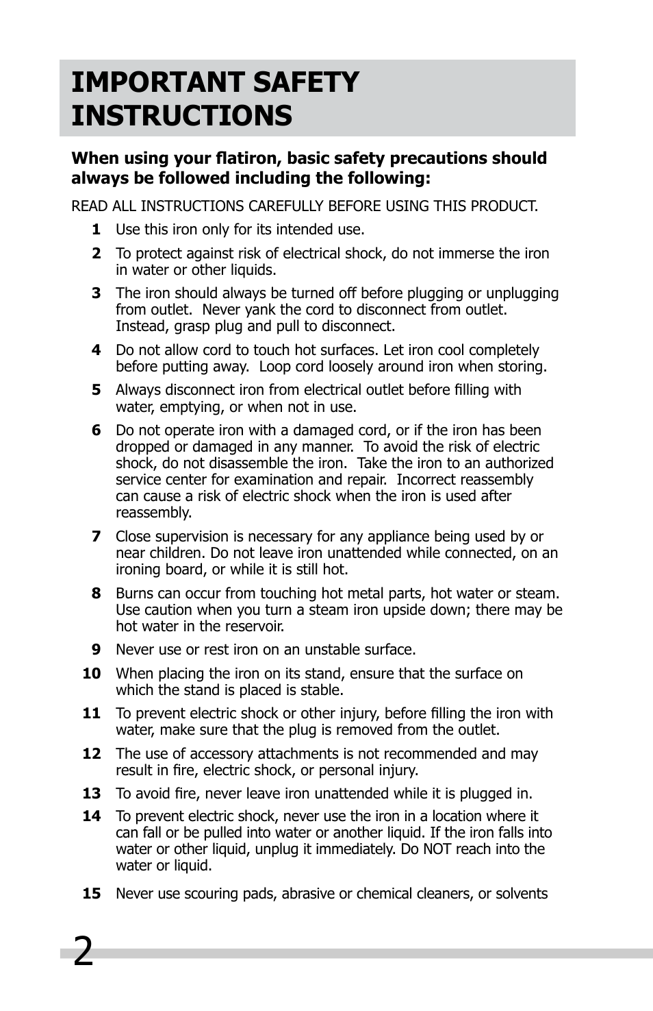 Important safety instructions | FRIGIDAIRE FAFI16D7MB User Manual | Page 2 / 10