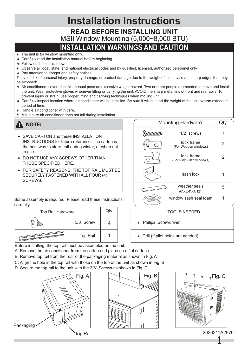 FRIGIDAIRE FFRE0833Q1 User Manual | 4 pages